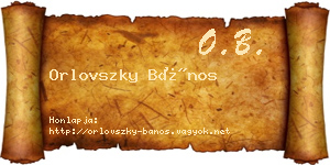 Orlovszky Bános névjegykártya